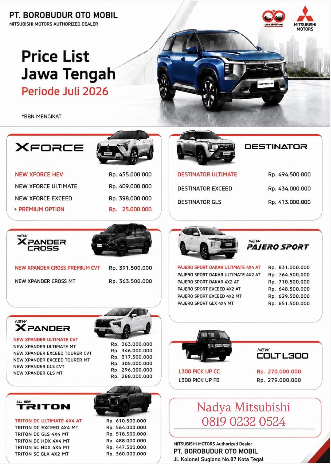 Harga  Tegal Pricelist Harga Mitsubishi Tegal 2026